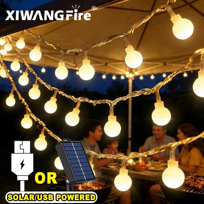 Christmas Lights Outdoor - 3-10M Solar/USB/Battery String Lights, Fairy Globe