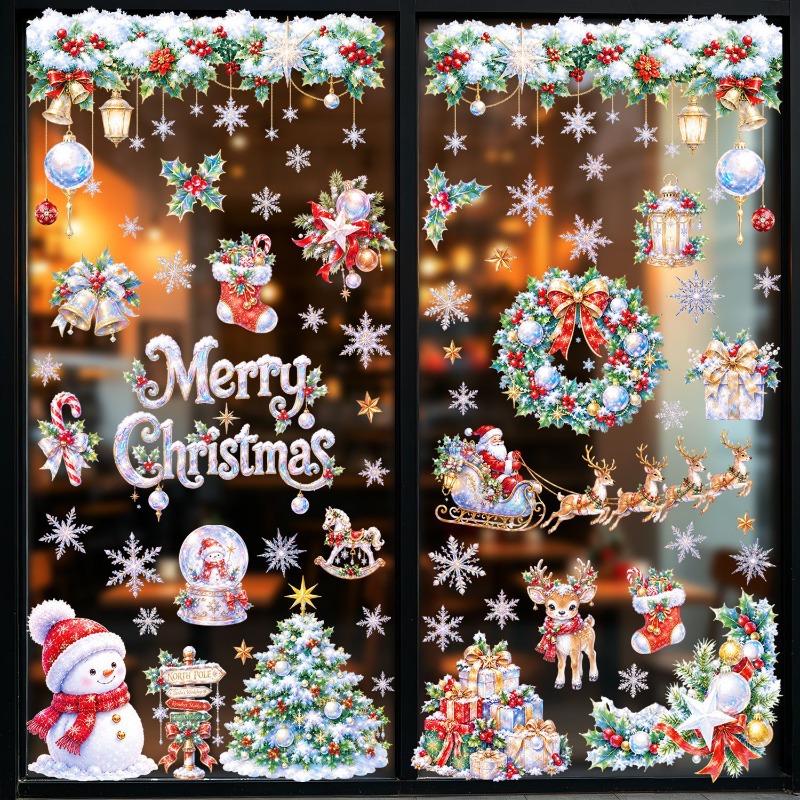 Snowflake Window Decal - 9 Sheets Christmas Static Window Clings