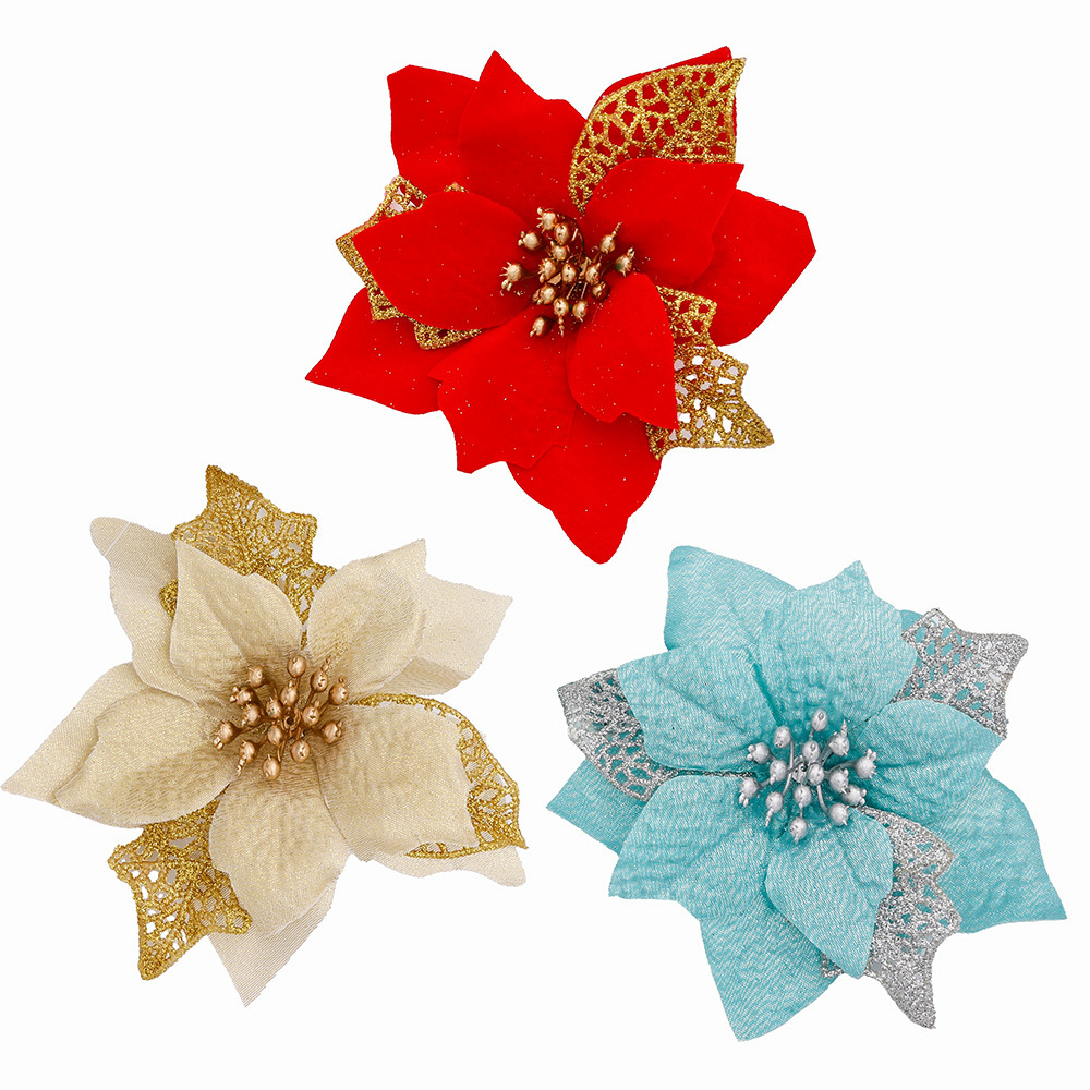 Christmas Wreath Fake - 10Pcs Glitter Artificial Flower Fake Flower