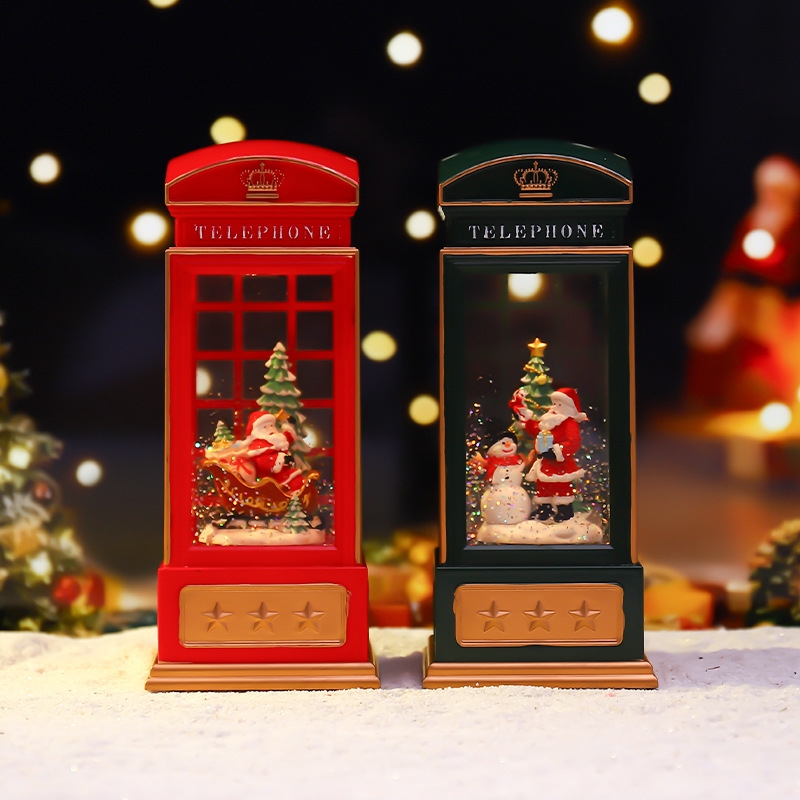 Snow Globe Musical - Christmas Phone Booth Night Light Santa
