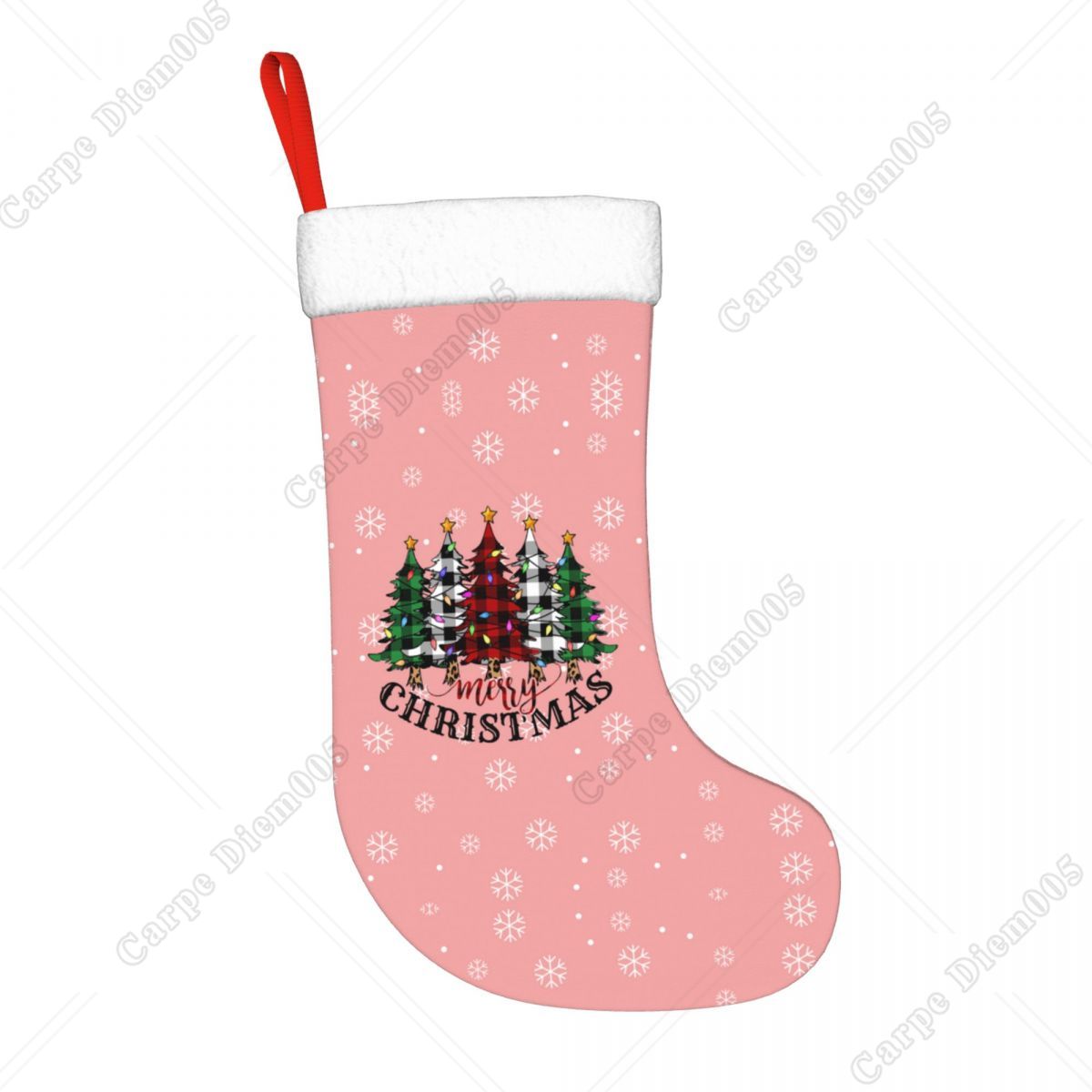 Pink Snowflakes Christmas Tree - Christmas Stocking Hanging ulasan dan harga