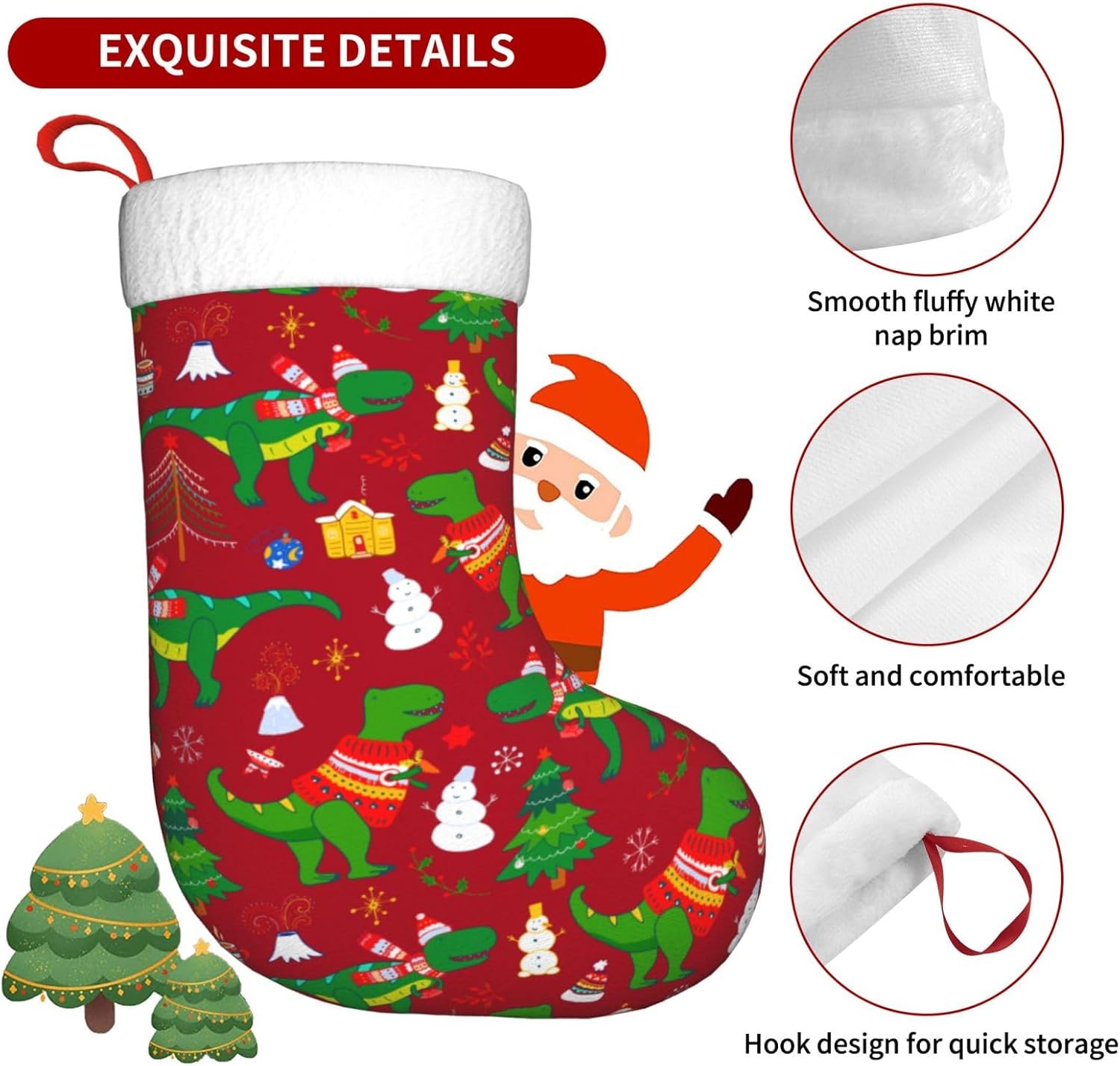 Cute Christmas Dinosaur Christ - Christmas Stocking Hanging ulasan dan harga