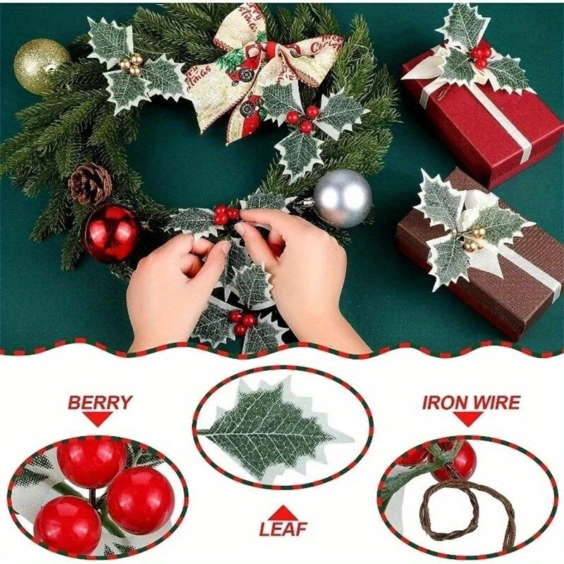10 Pcs Artificial Holly Berrie - Christmas Wreath Fake ulasan dan harga
