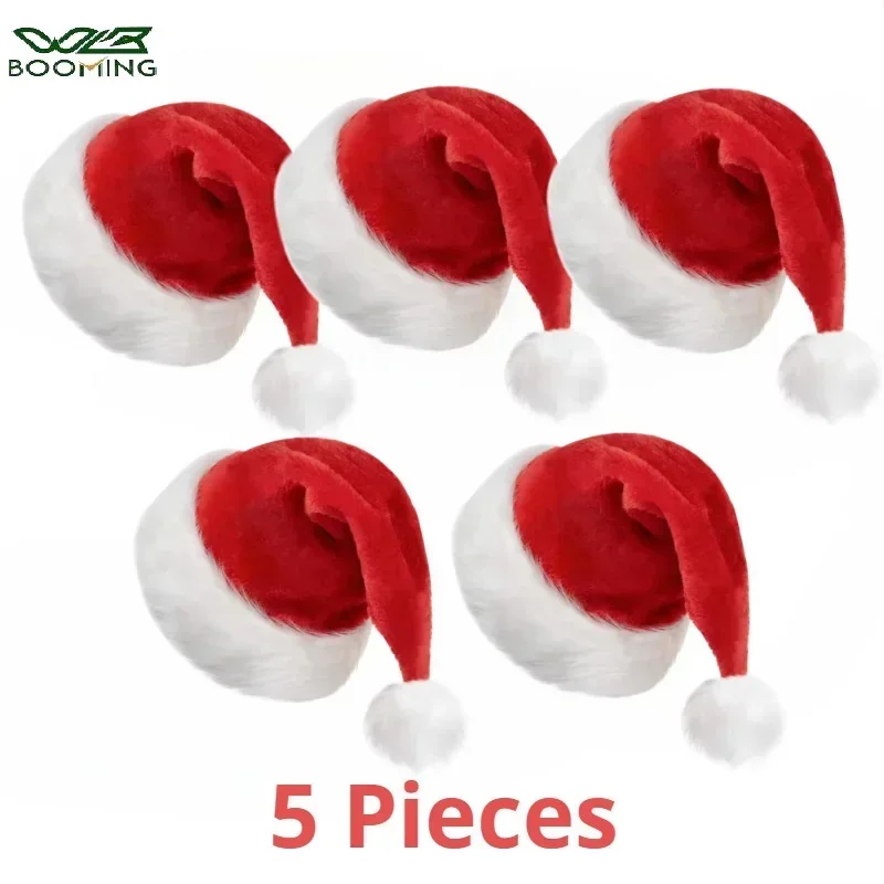 5/1PCS Christmas Hat Plush Adu - Santa Hat Plush ulasan dan harga