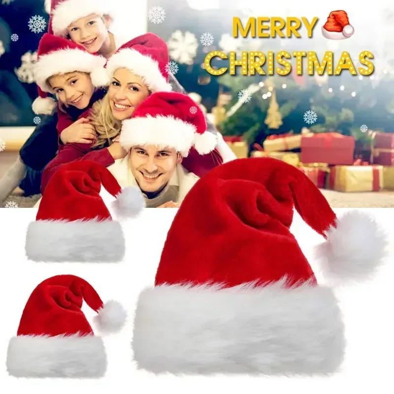 5/1PCS Christmas Hat Plush Adu - Santa Hat Plush ulasan dan harga