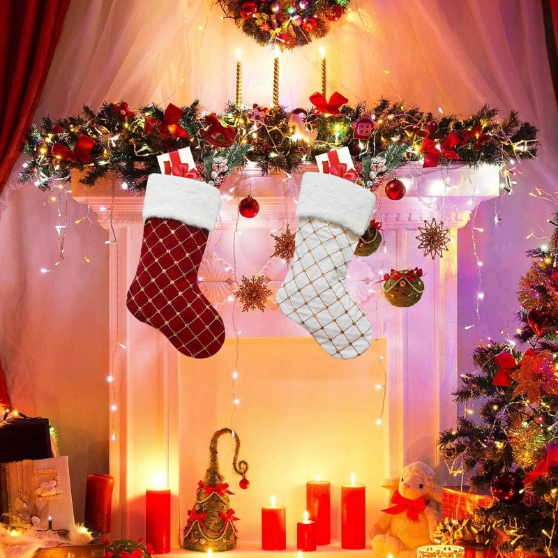 Christmas Stocking Soft Faux F - Christmas Stocking Hanging ulasan dan harga