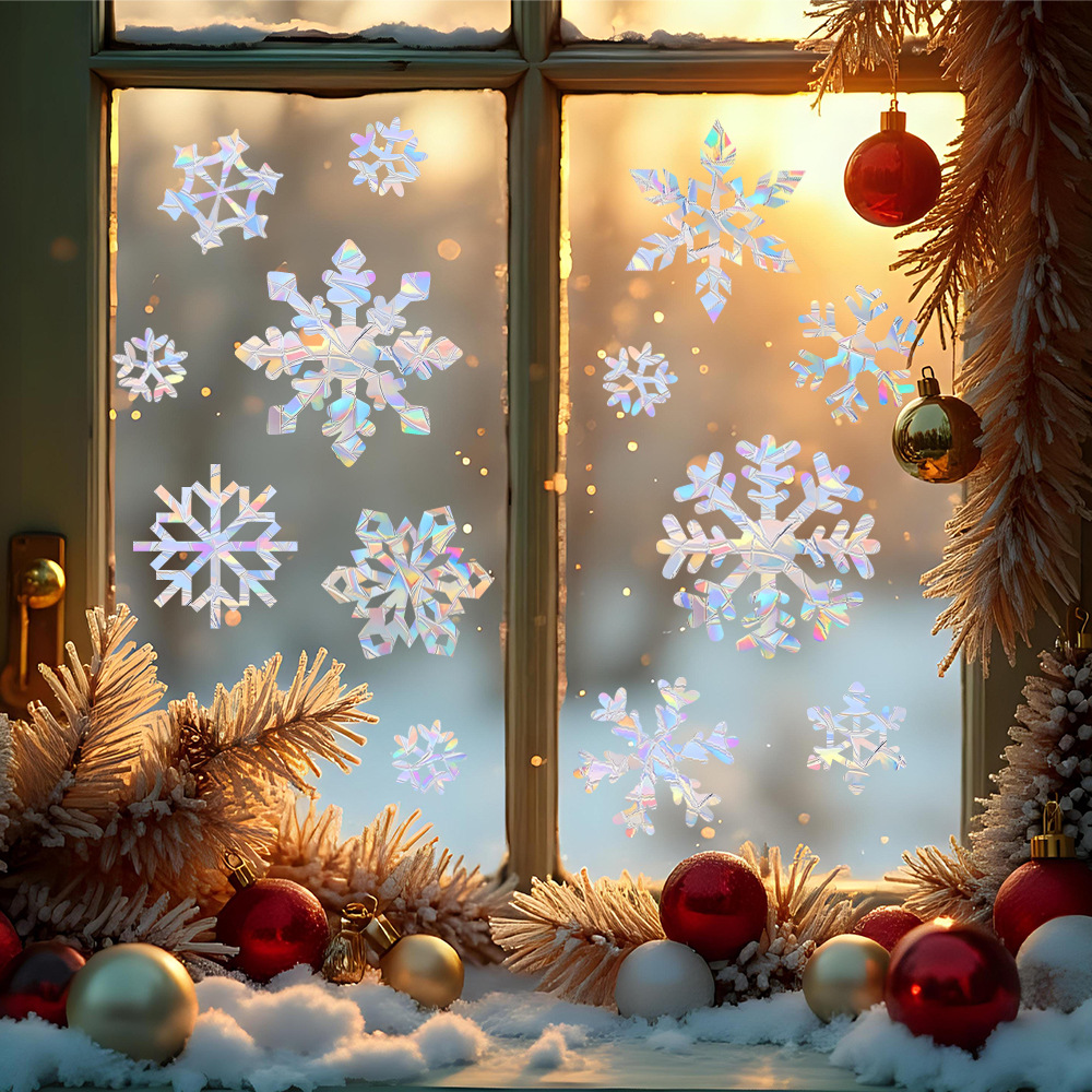 Snowflake Electrostatic Colorf - Snowflake Window Decal ulasan dan harga