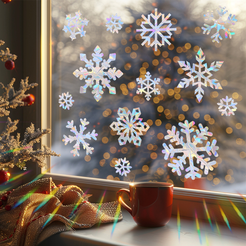 Snowflake Electrostatic Colorf - Snowflake Window Decal ulasan dan harga