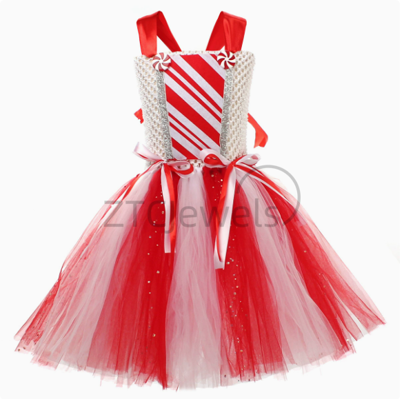 Girls Christmas Candy Cane Tut - Elf Costume Christmas ulasan dan harga
