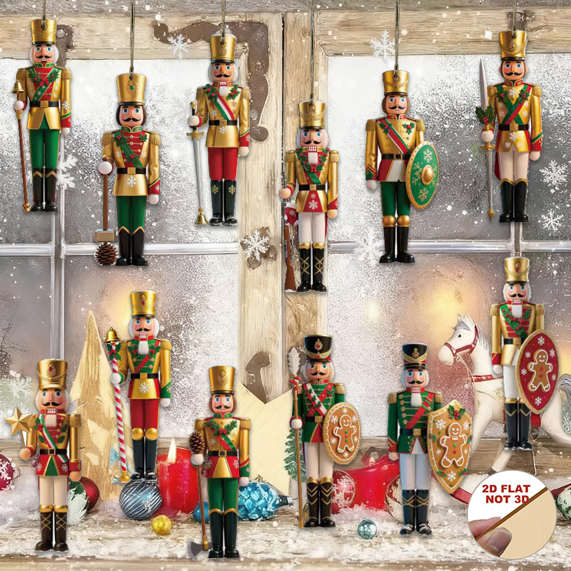 2D Flat 12Pcs Wooden Nutcracke - Nutcracker Figurine ulasan dan harga
