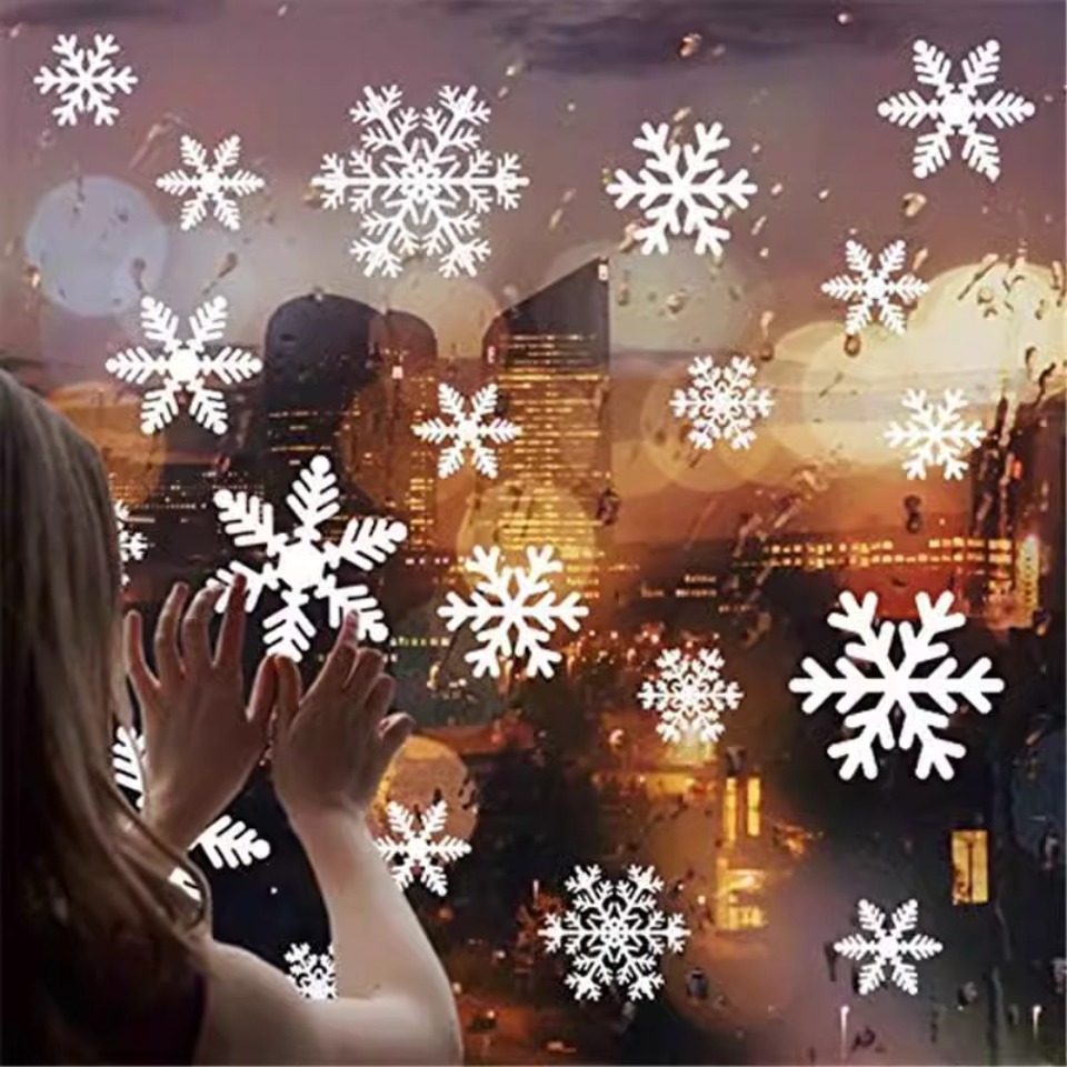 1Set Snowflake Window Stickers - Snowflake Window Decal ulasan dan harga