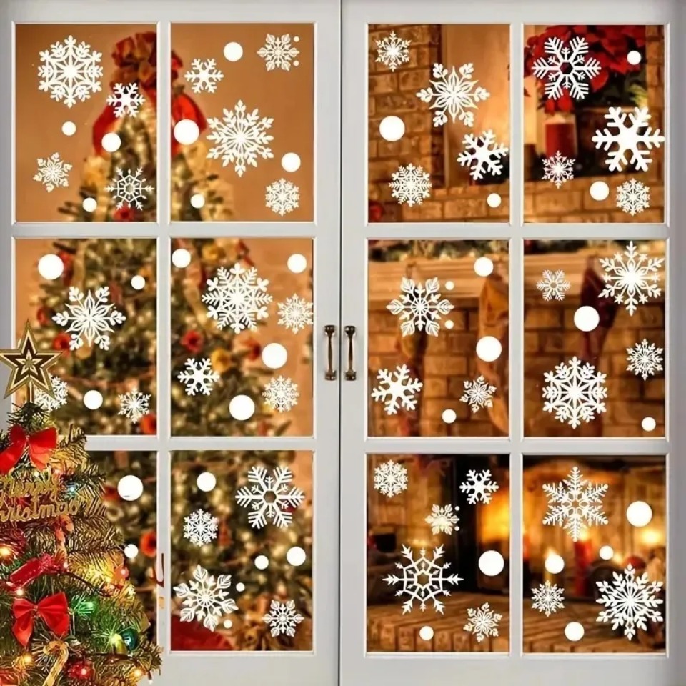 1Set Snowflake Window Stickers - Snowflake Window Decal ulasan dan harga