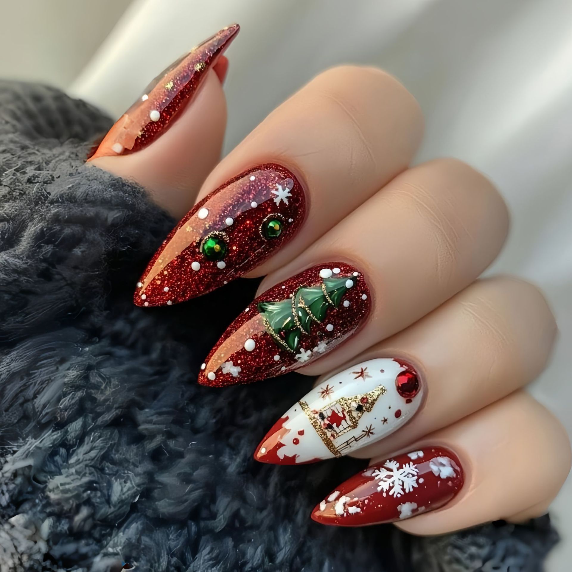 Medium fake nails for Christma - Christmas Tree Artificial ulasan dan harga