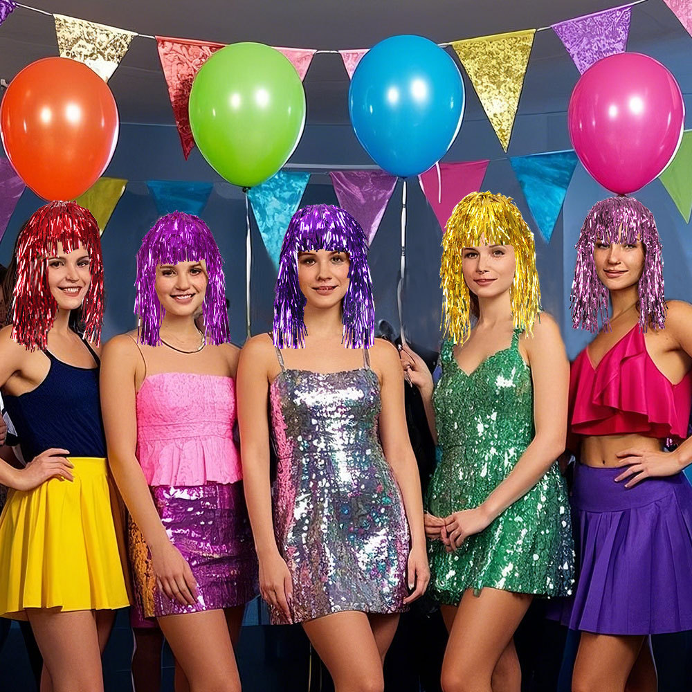 Cosplay Disco Wig Foil Tinsel  - Tinsel Garland Decoration ulasan dan harga