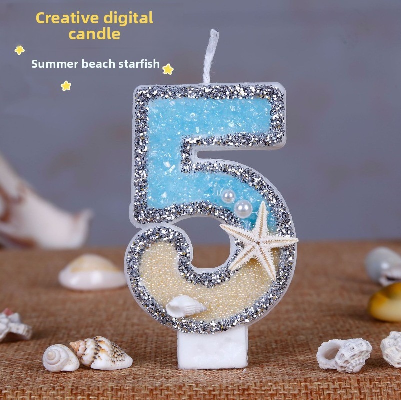 Beach Starfish Number Birthday - Holiday Candle Set ulasan dan harga