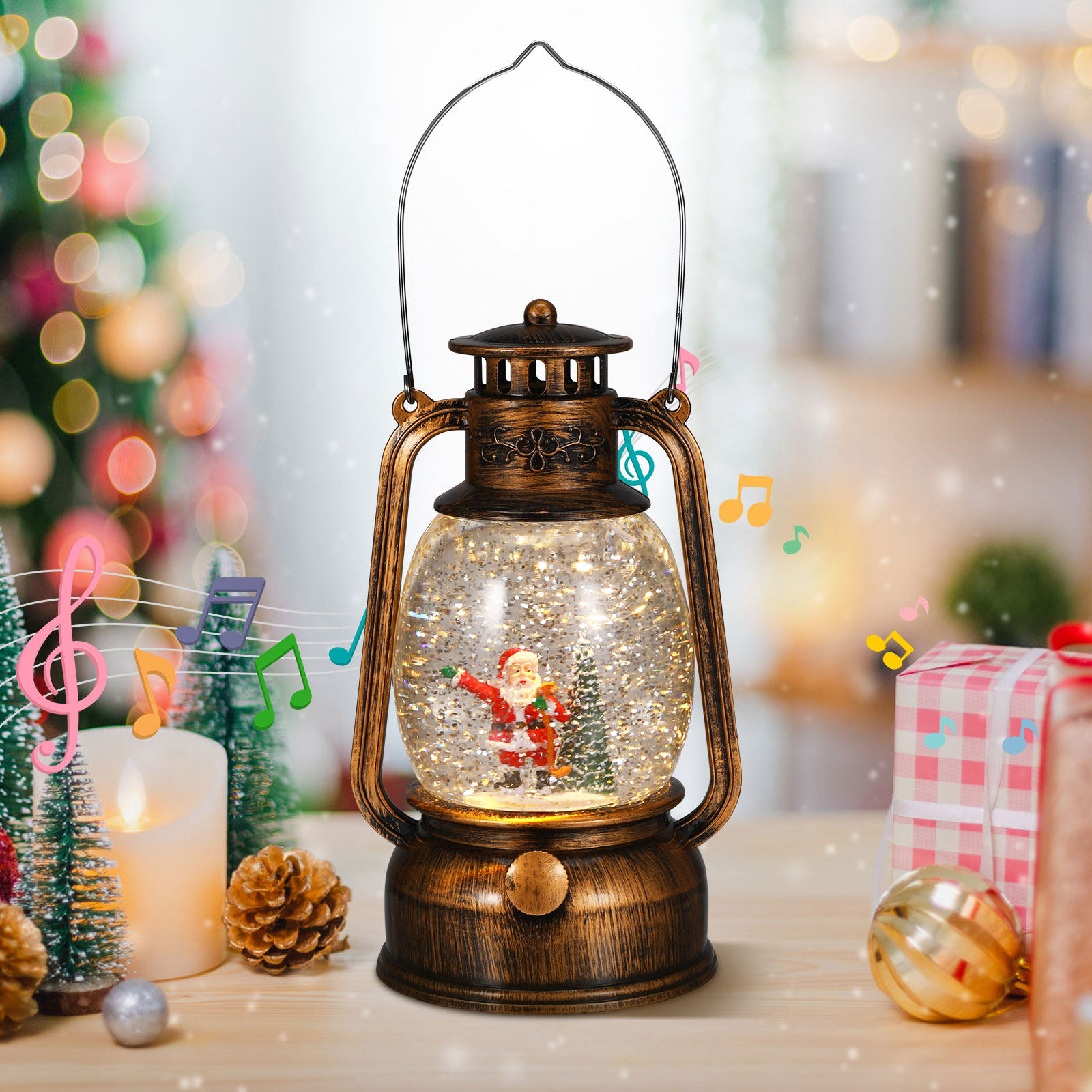 Christmas Snow Globe Lantern w - Snow Globe Musical ulasan dan harga