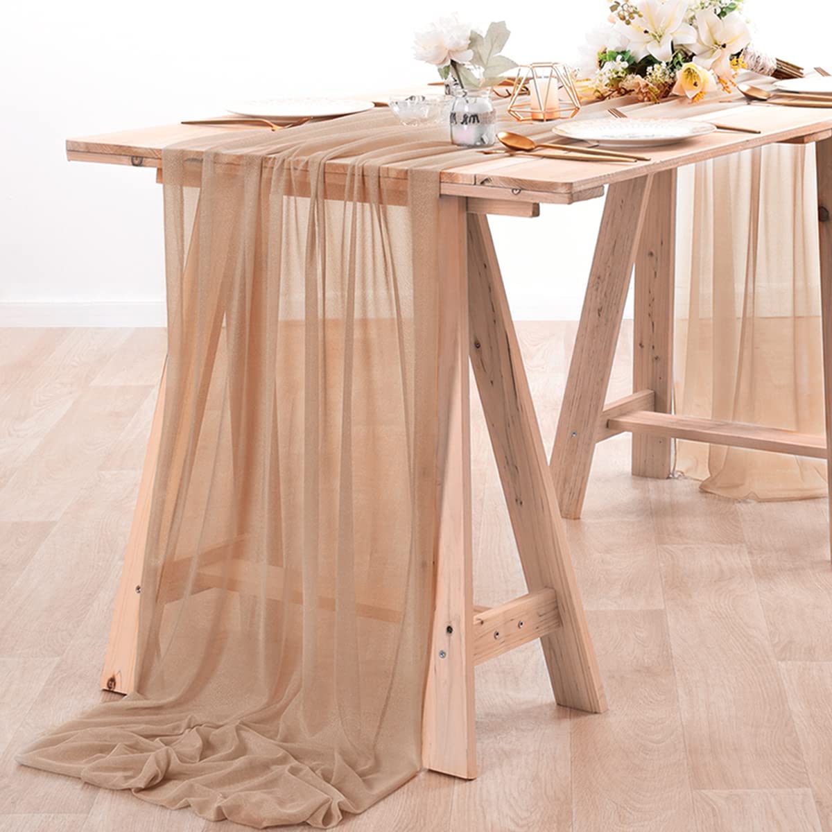 Chiffon Table Runner Nude Shee - Christmas Table Runner ulasan dan harga