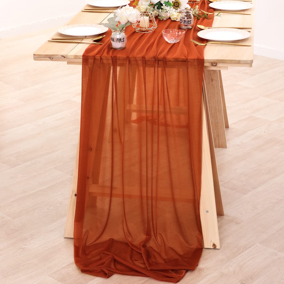 Chiffon Table Runner Nude Shee - Christmas Table Runner ulasan dan harga