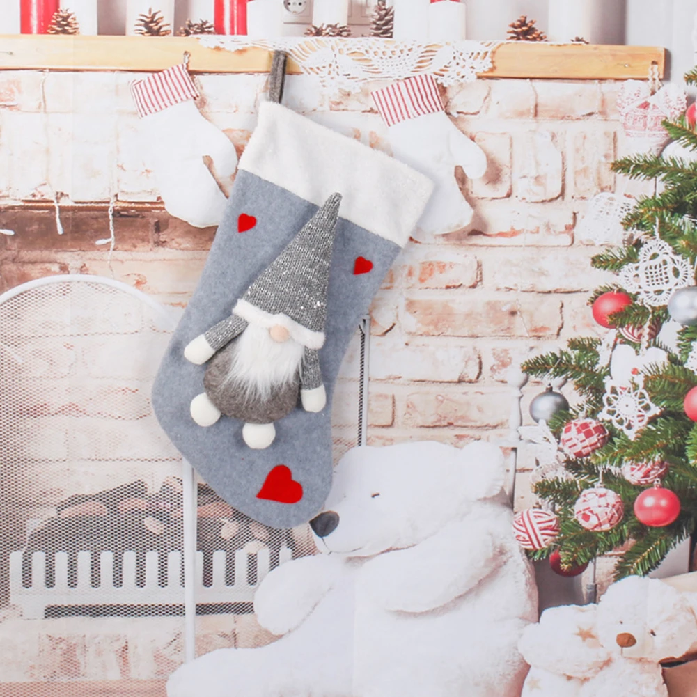 Christmas Plush Santa Claus Fa - Christmas Stocking Hanging ulasan dan harga