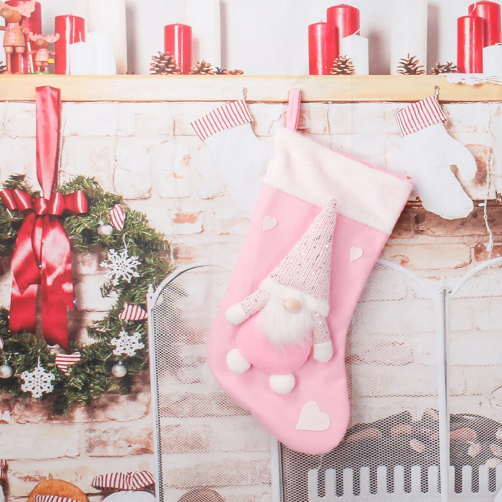 Christmas Plush Santa Claus Fa - Christmas Stocking Hanging ulasan dan harga