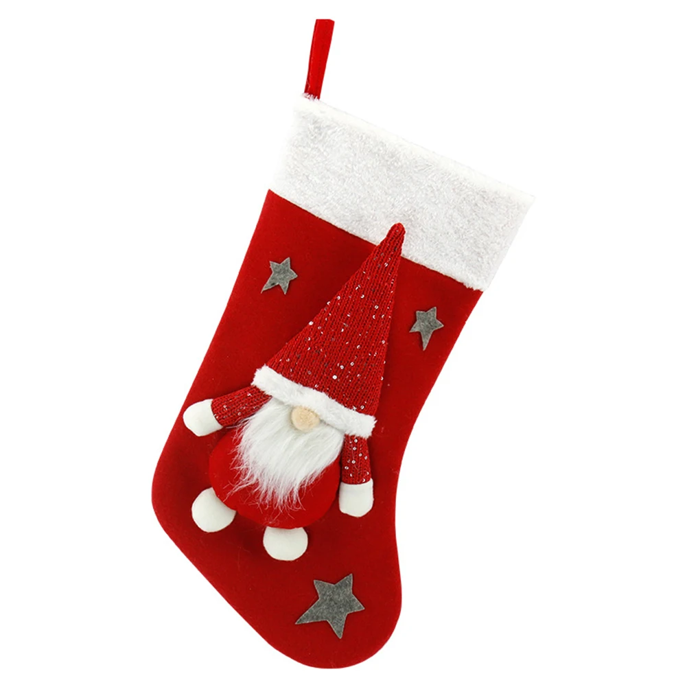 Christmas Plush Santa Claus Fa - Christmas Stocking Hanging ulasan dan harga