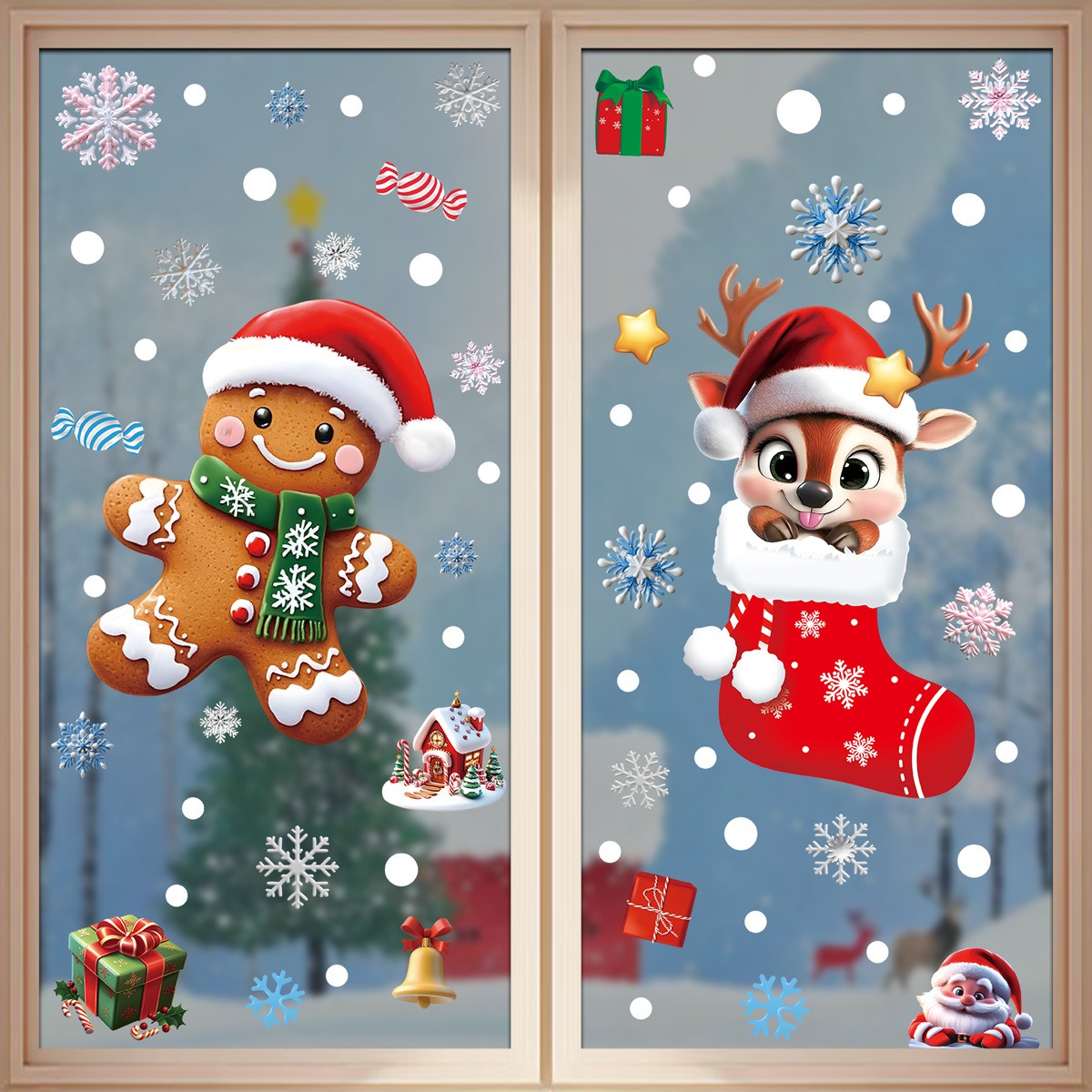 Christmas Window Stickers Ging - Snowflake Window Decal ulasan dan harga
