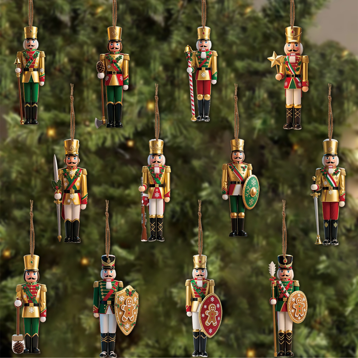 12pcs 2D Flat Wooden Christmas - Nutcracker Figurine ulasan dan harga