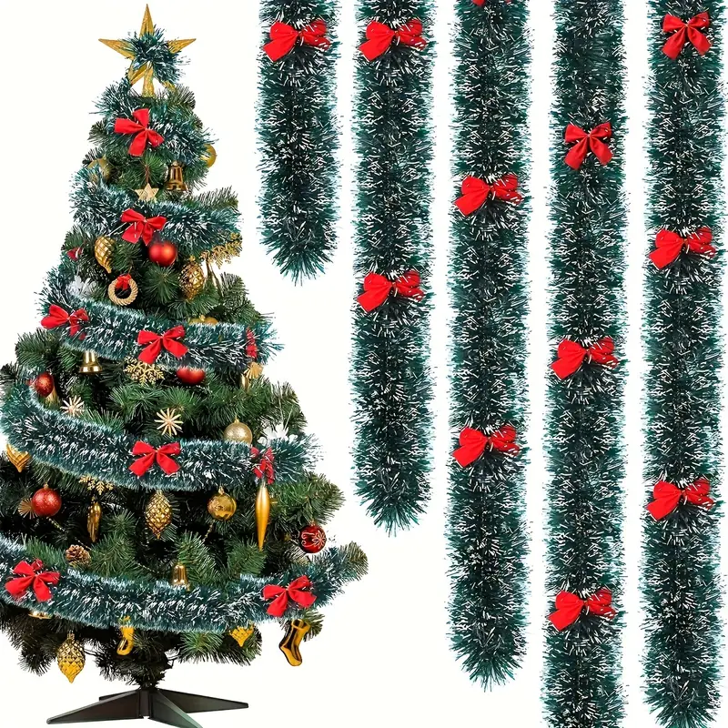 Christmas Bow Tinsel Ribbons G - Tinsel Garland Decoration ulasan dan harga
