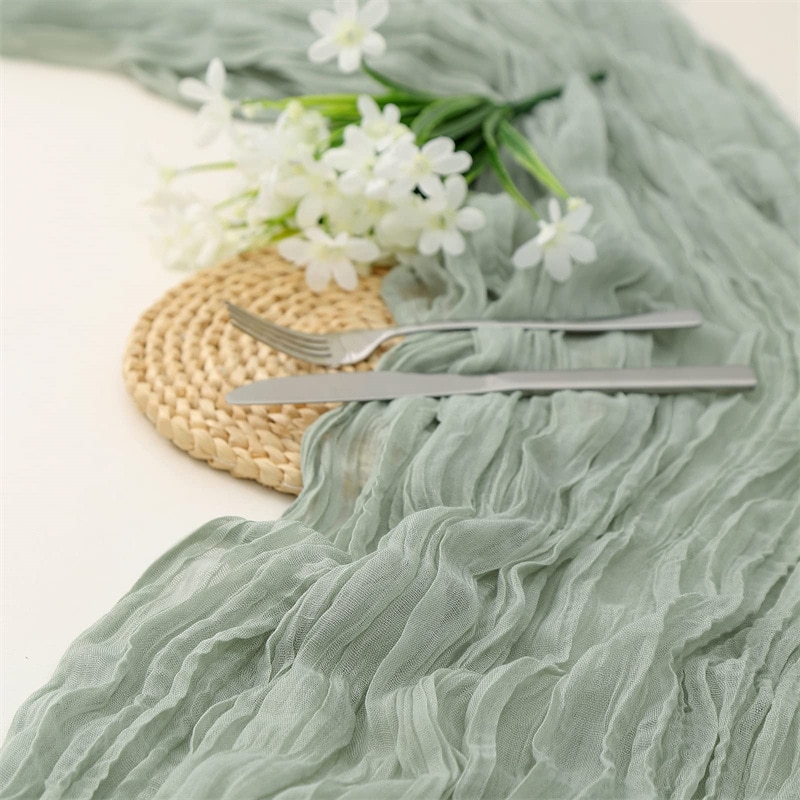 Semi-Sheer Gauze Wedding Party - Christmas Table Runner ulasan dan harga