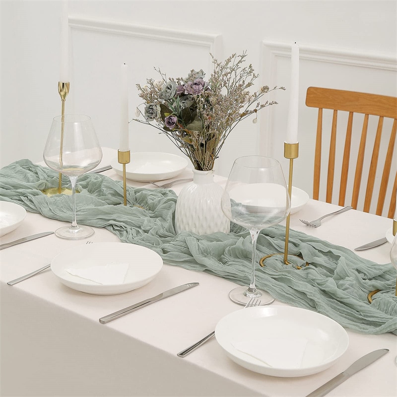 Semi-Sheer Gauze Wedding Party - Christmas Table Runner ulasan dan harga