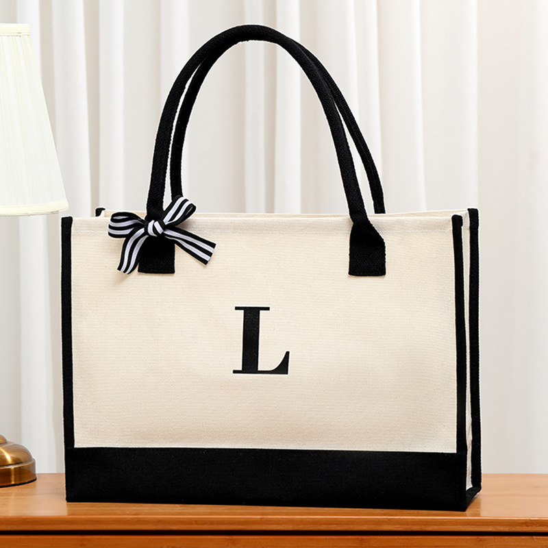 Simple canvas letter tote bag  - Ribbon Bow Gift ulasan dan harga