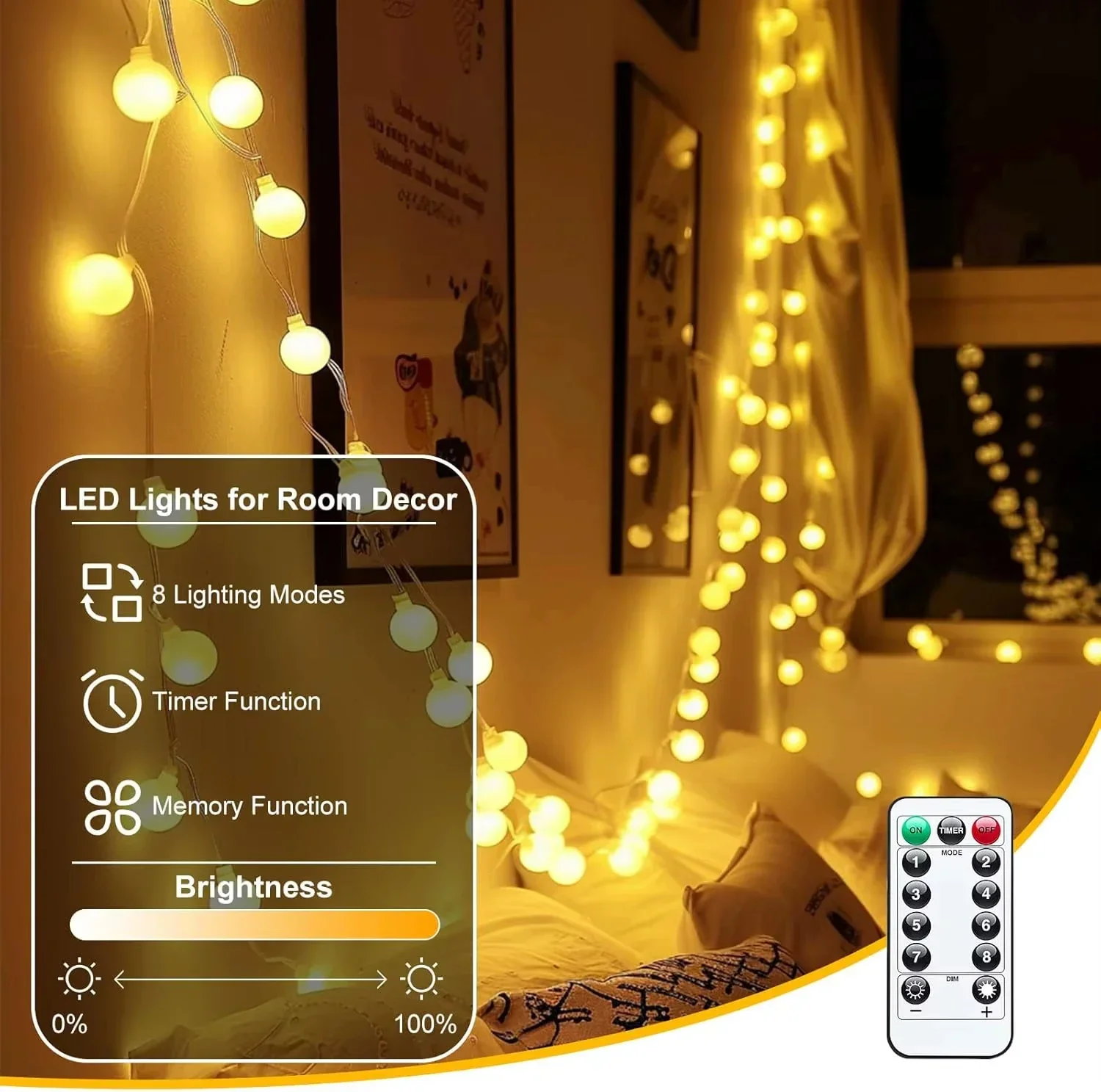 USB LED Ball String Lights 6M  - Led Fairy String Lights ulasan dan harga