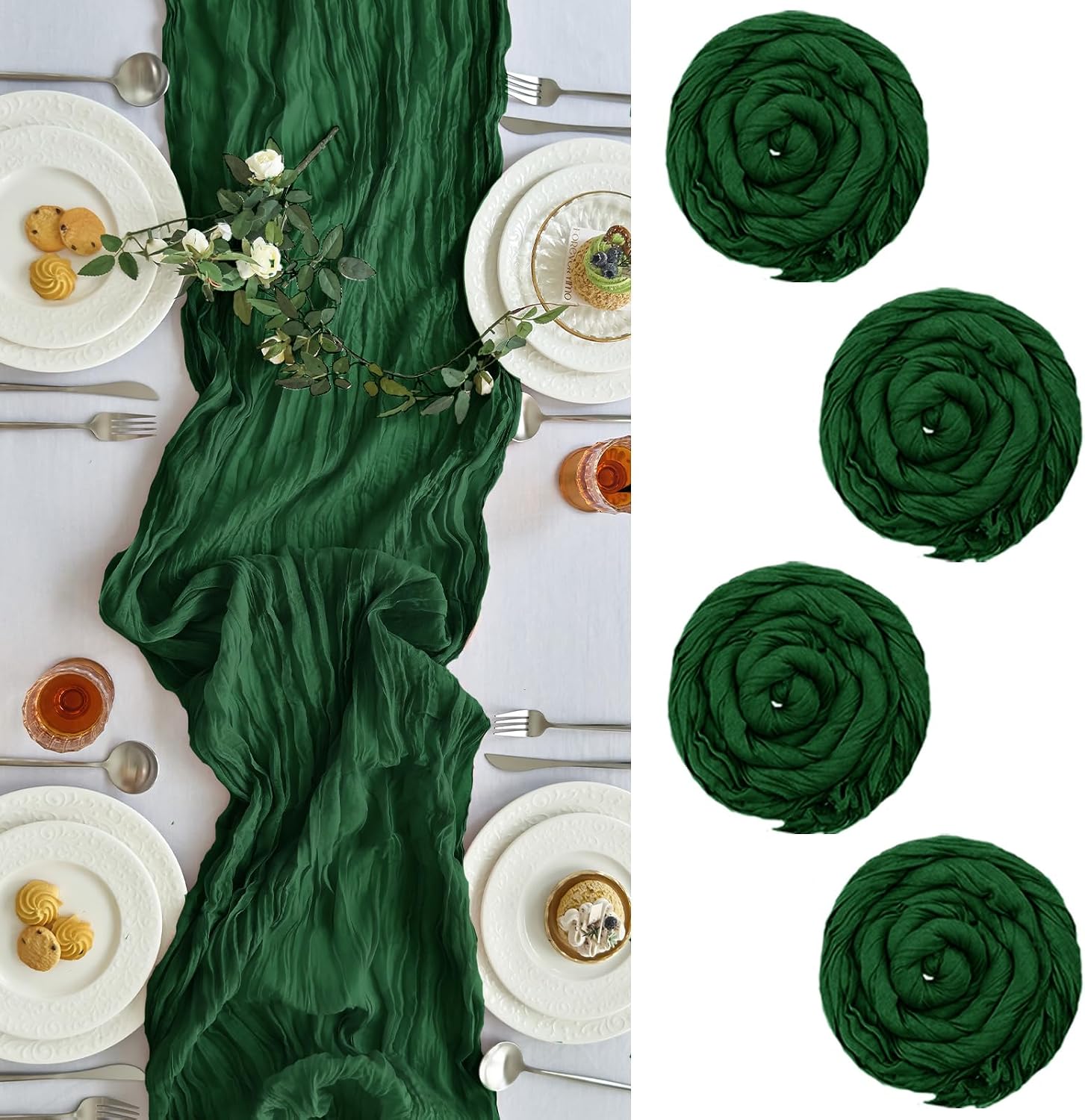 4Pcs Cheesecloth Table Runner  - Christmas Table Runner ulasan dan harga