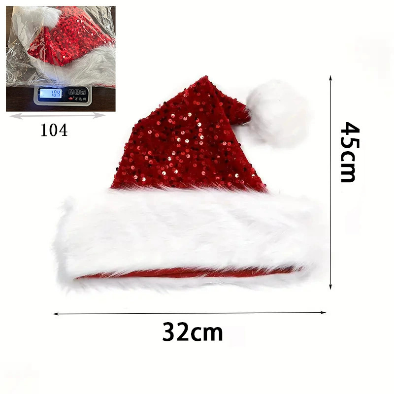 Sequin Christmas Hat Plush Sol - Santa Hat Plush ulasan dan harga