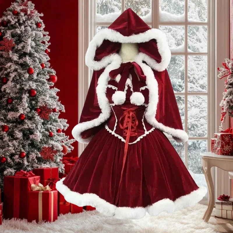 New Year Red Dress Cloak Cospl - Elf Costume Christmas ulasan dan harga