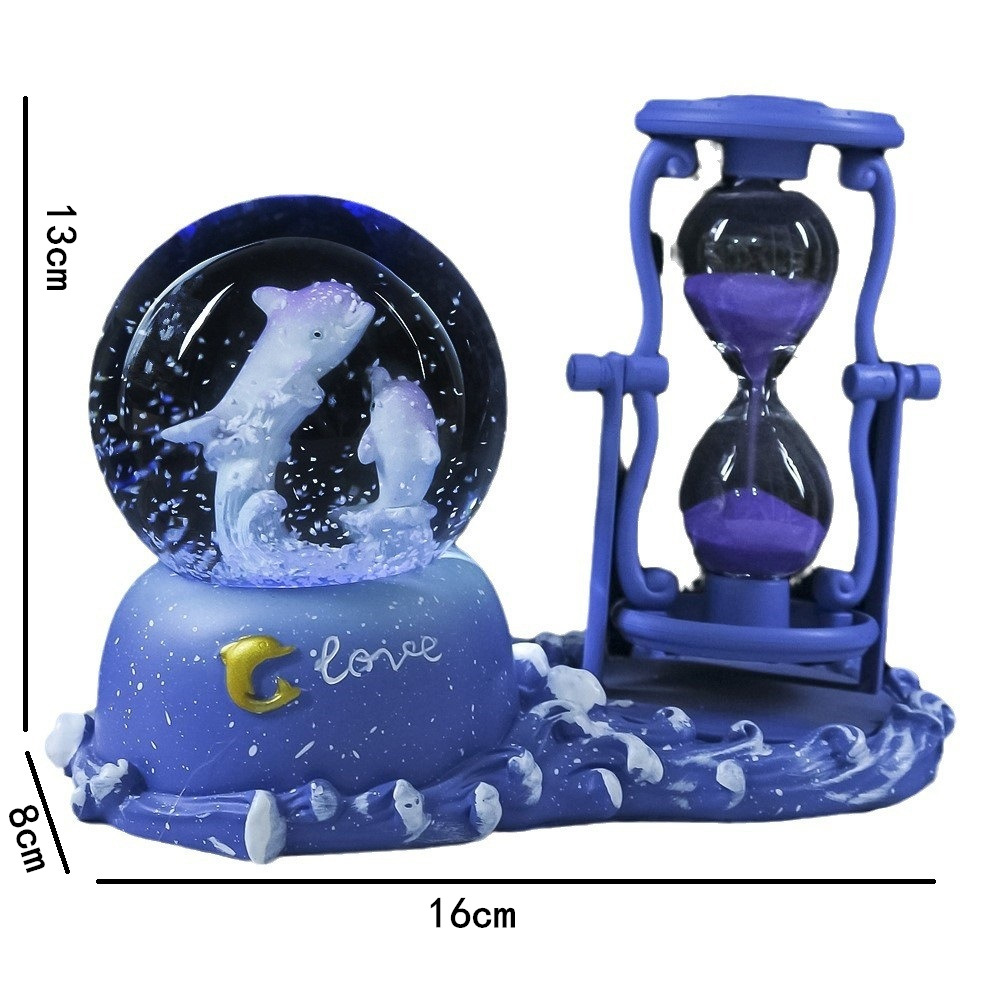 Dolphin Hourglass Timer Crysta - Snow Globe Musical ulasan dan harga