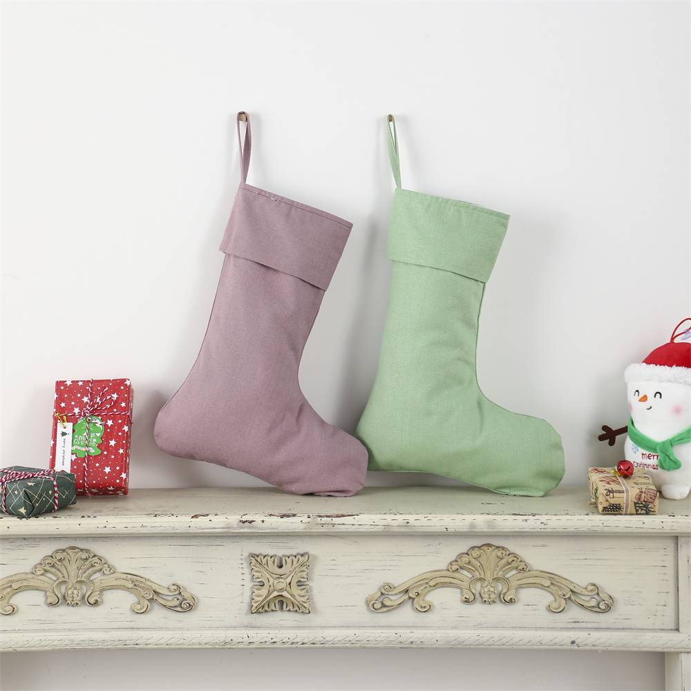 Linen Christmas Stocking Xmas  - Christmas Stocking Hanging ulasan dan harga