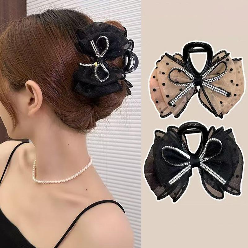New Elegant Mesh Bow Hair Clip - Ribbon Bow Gift ulasan dan harga