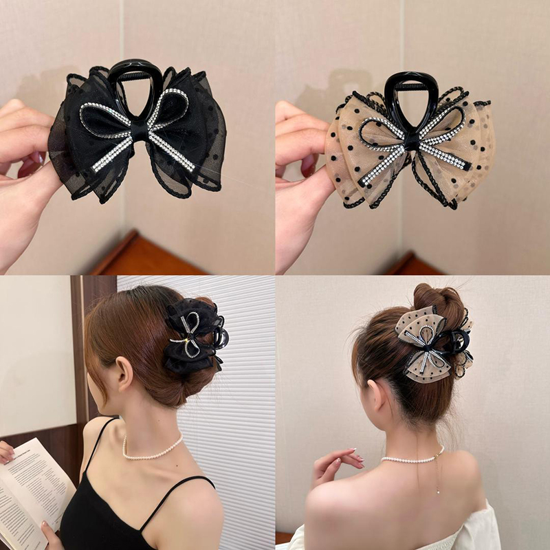 New Elegant Mesh Bow Hair Clip - Ribbon Bow Gift ulasan dan harga