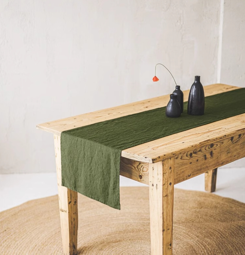 100% Linen Stone Washed Table  - Christmas Table Runner ulasan dan harga
