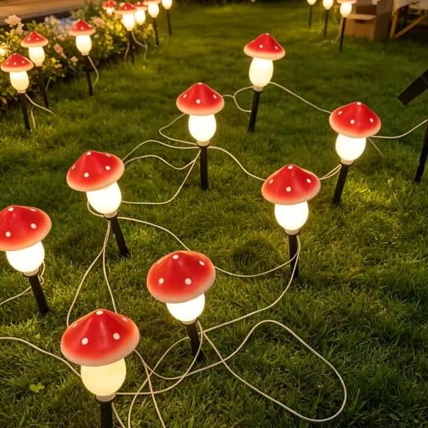 Solar Mushroom String Lights W - Christmas Lights Outdoor ulasan dan harga