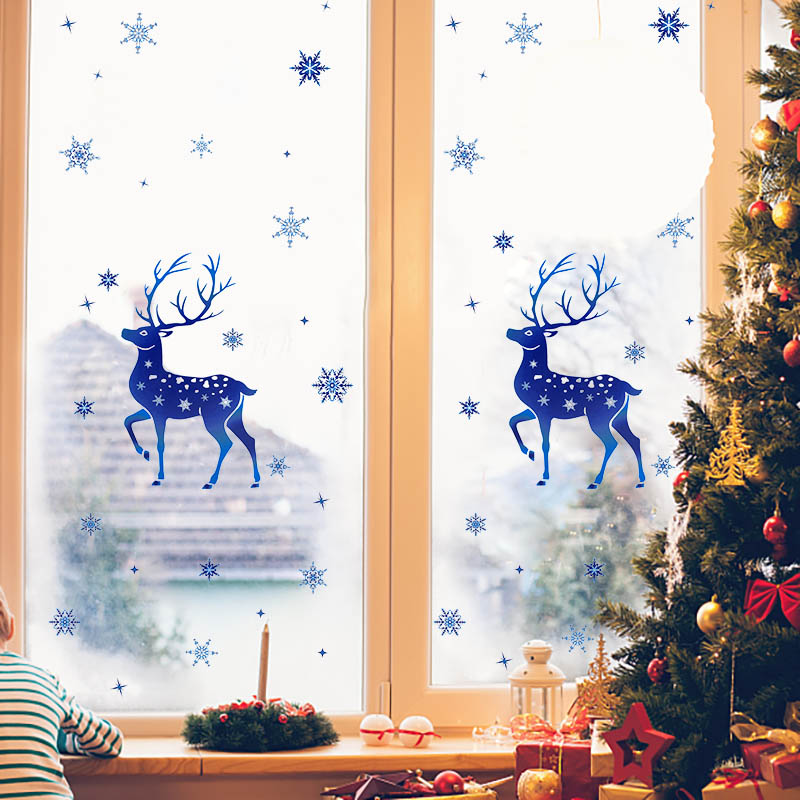 Christmas Window Stickers Elk  - Snowflake Window Decal ulasan dan harga