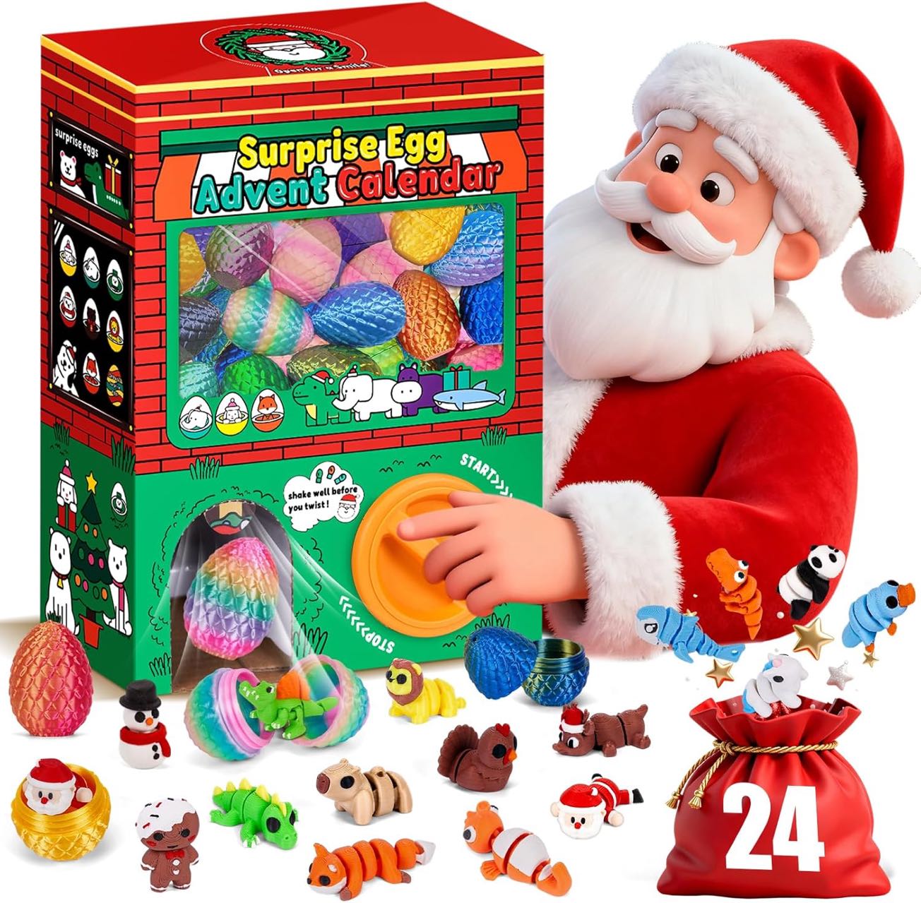 24pcs 3D Printed Surprise Egg  - Advent Calendar Gift ulasan dan harga