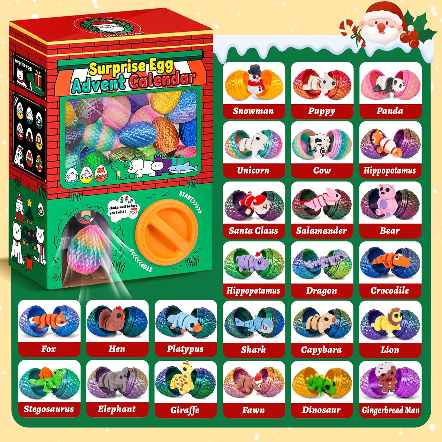 24pcs 3D Printed Surprise Egg  - Advent Calendar Gift ulasan dan harga