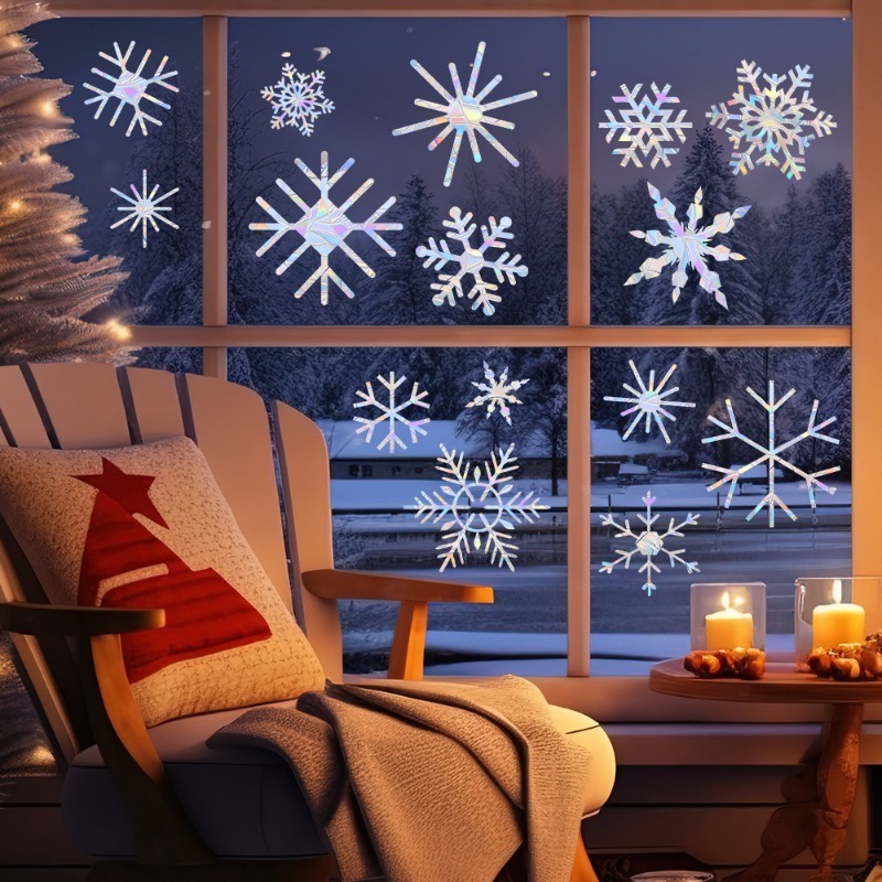 Xmas Snowflake Pattern Rainbow - Snowflake Window Decal ulasan dan harga