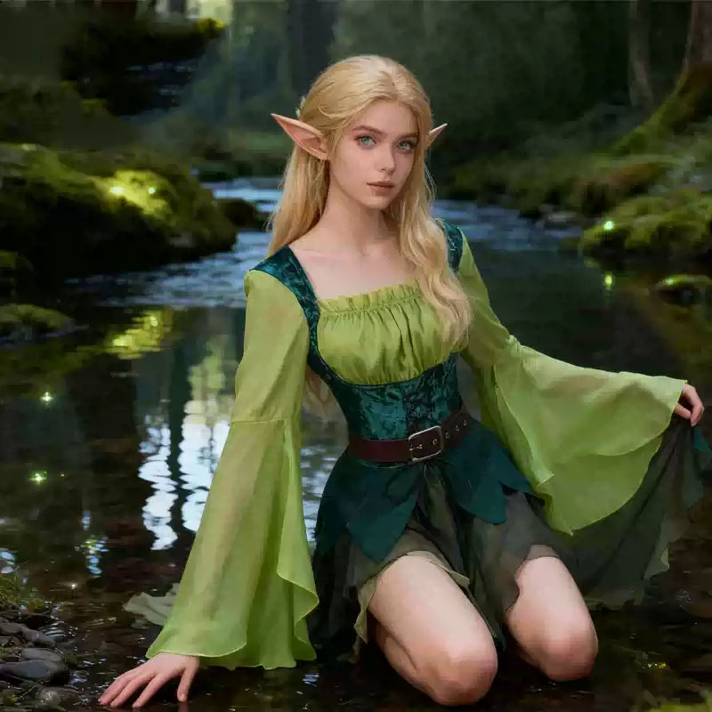 Women's Elf Medieval Green Fai - Elf Costume Christmas ulasan dan harga