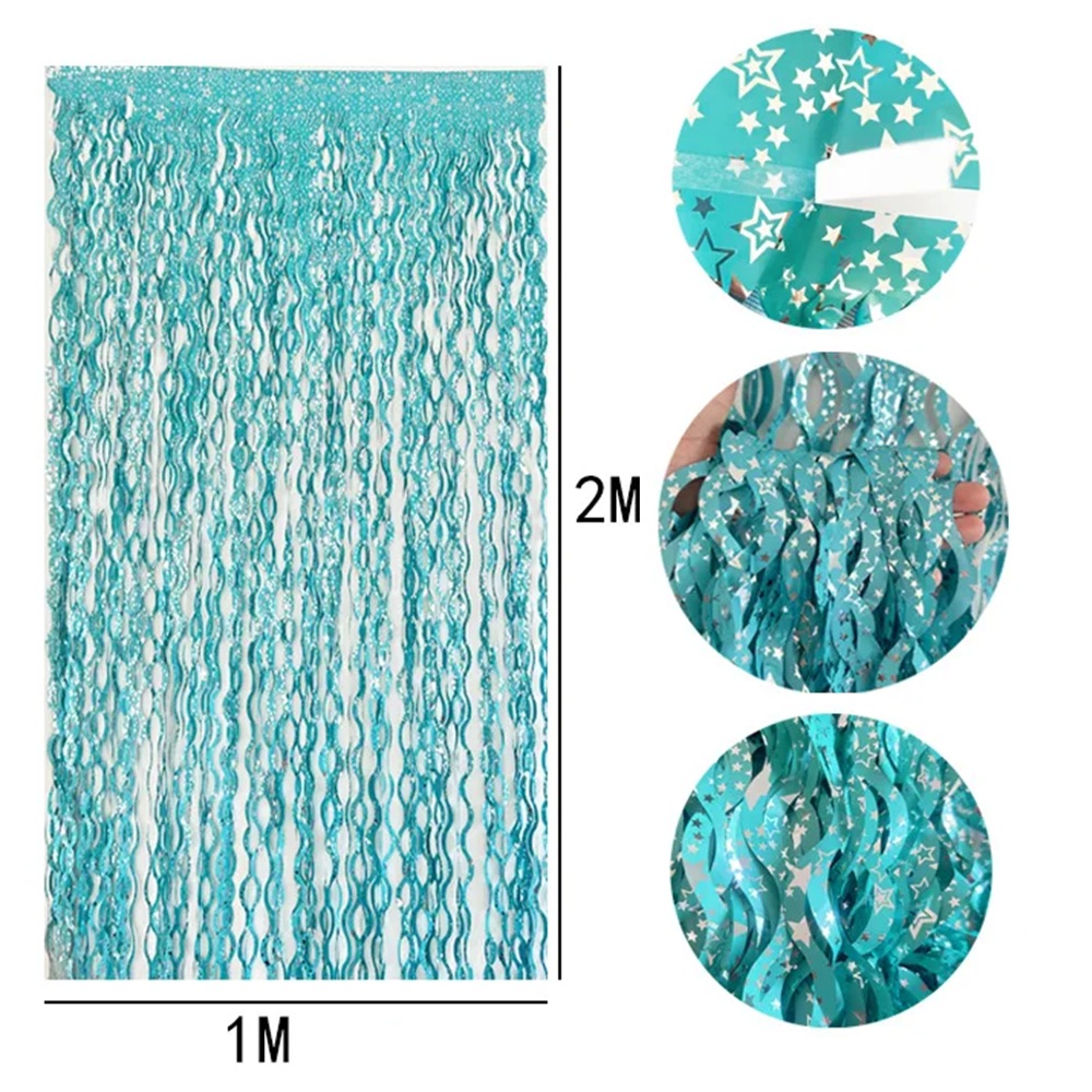 2Packs Teal Blue Pink Foil Cur - Tinsel Garland Decoration ulasan dan harga